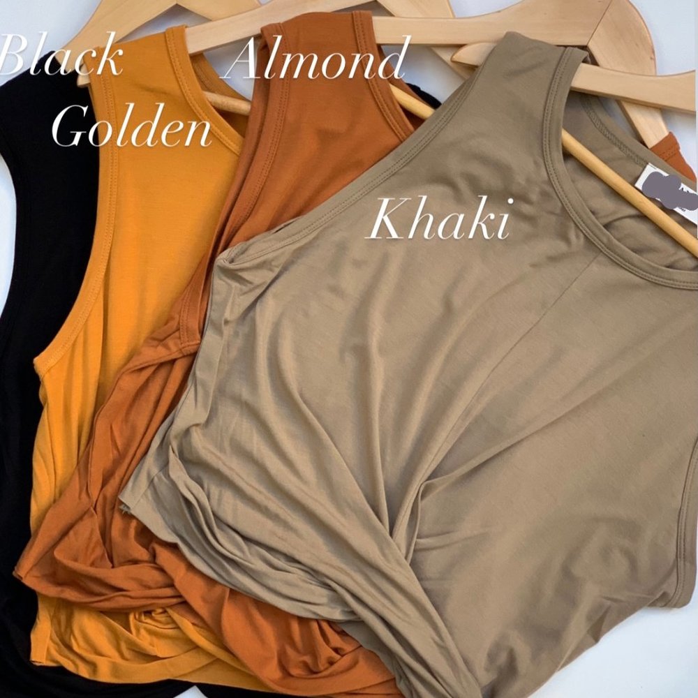 Luxe Rayon Front Twist Top (ALMOND)